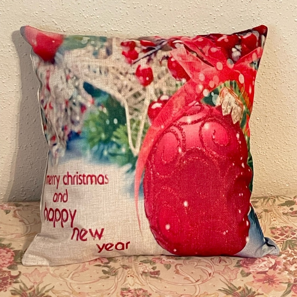 New Merry Christmas and Happy New Year Decorative Throw Pillow